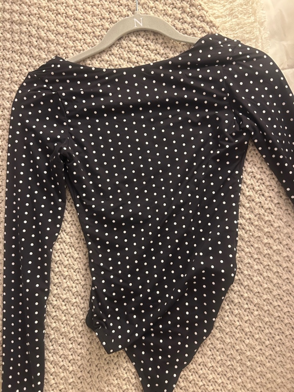 Black Polka Dot Long-Sleeve Bodysuit